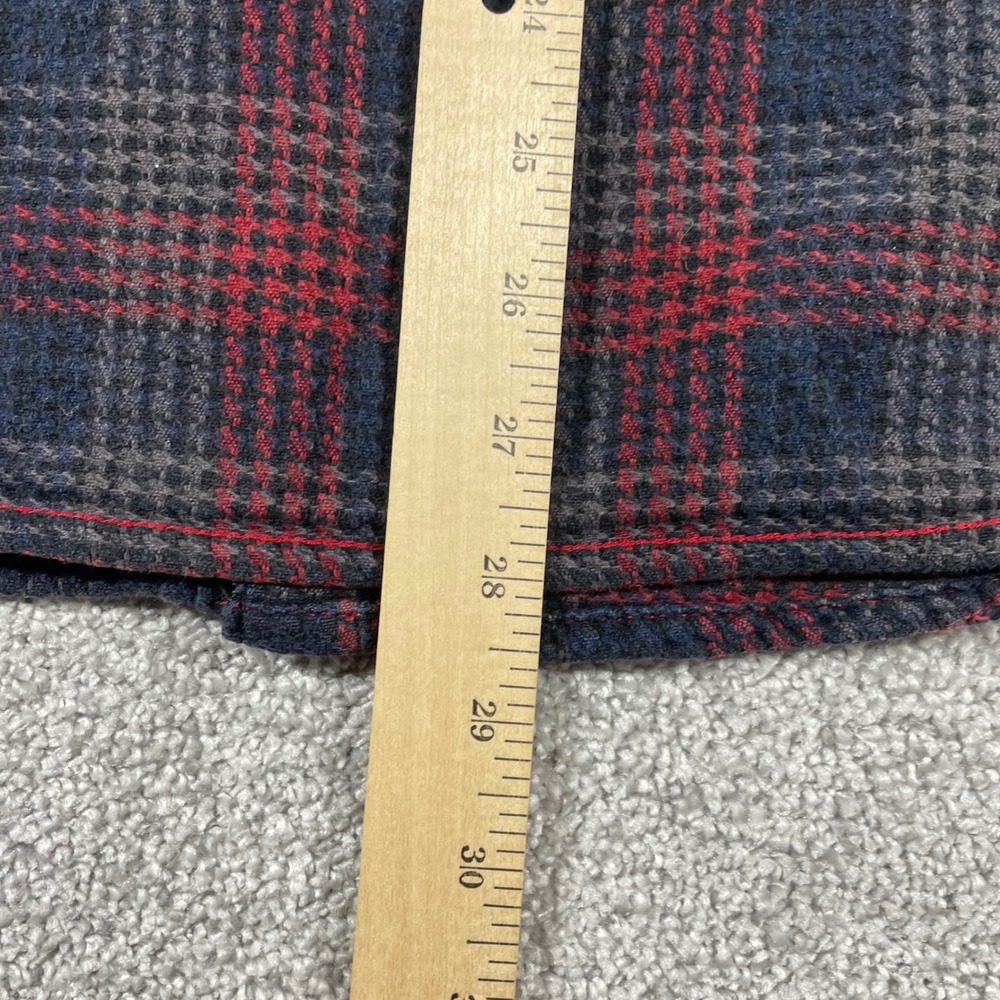 Carbon 2 Cobalt Flannel Shirt Mens Medium Plaid Button Up Cotton Red Black Gray - Picture 11 of 14